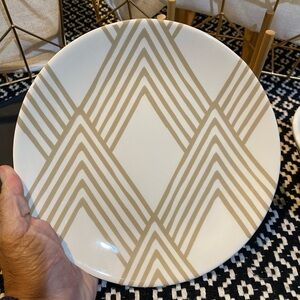 Coton Colors Woven Tan and White Salad Plate